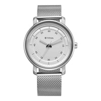 Titan Workwear Quartz Alog Silver Dial Stainless Steel Strap Watch for Men (1884SM01)
