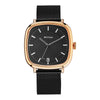Titan Shaped Case Black Dial Metal Strap Watch