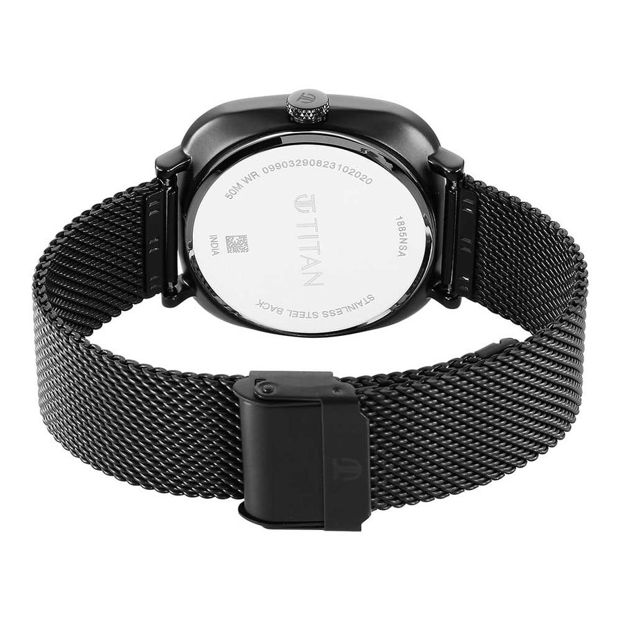 Titan Shaped Case Brown Dial Metal Strap Watch