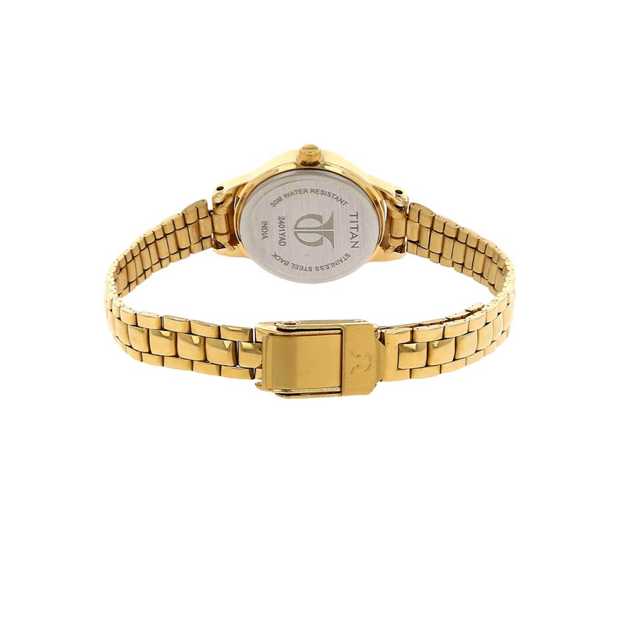 Titan Quartz Analog White Dial Stainless Steel Strap Watch for Women