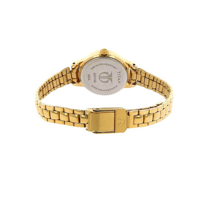 Titan Quartz Analog White Dial Stainless Steel Strap Watch for Women