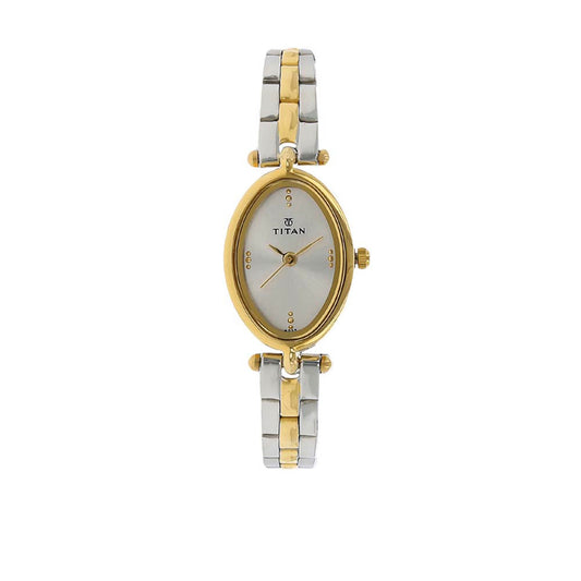 Titan Quartz Analog Silver Dial Stainless Steel Strap Watch for Women