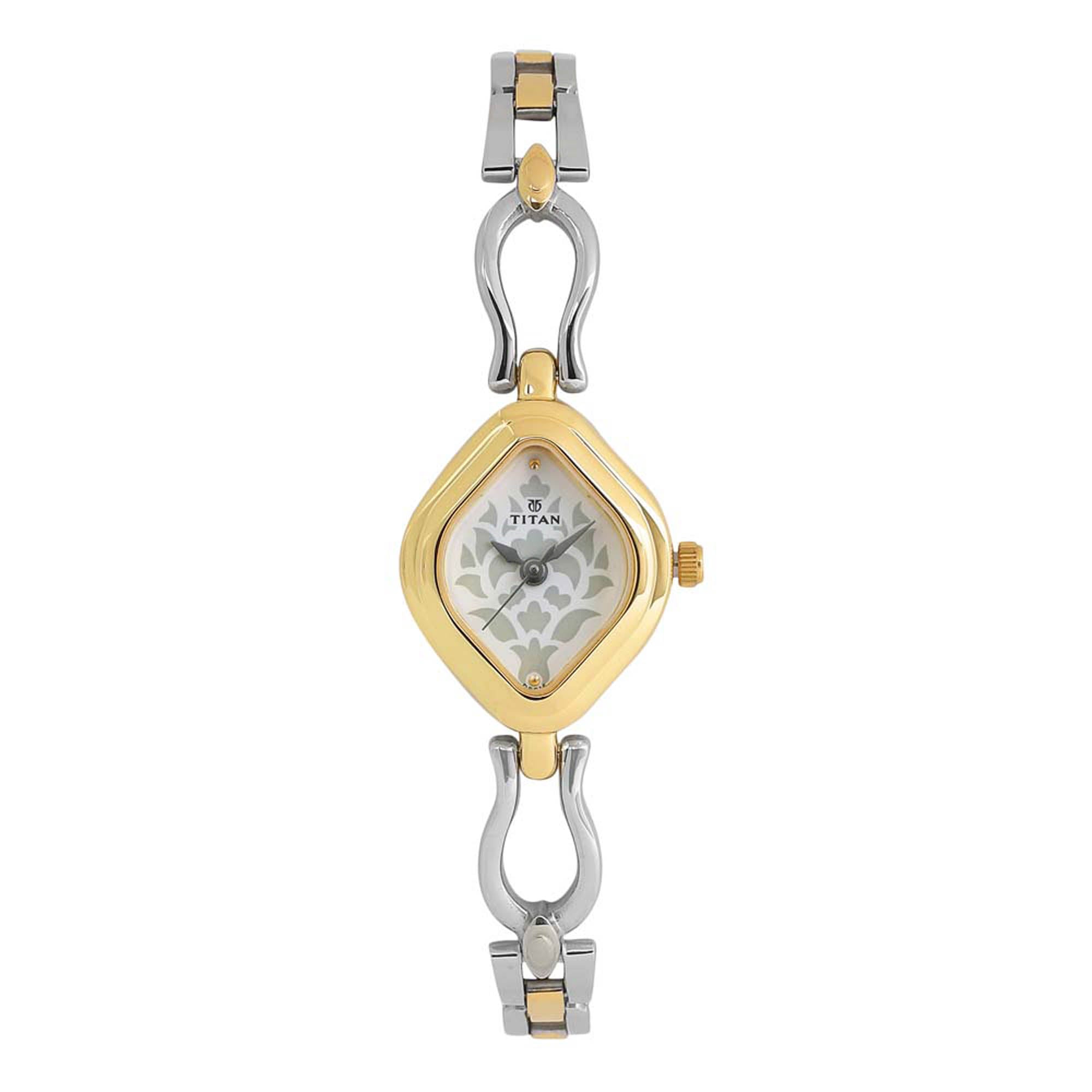 Titan Quartz Analog White Dial Stainless Steel Strap Watch for Women