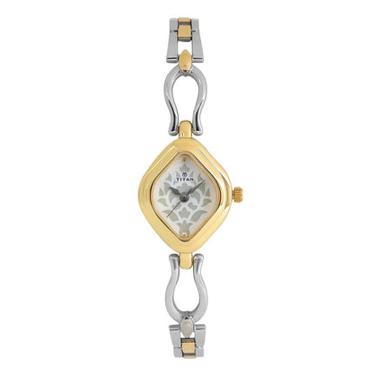 Titan Quartz Analog White Dial Stainless Steel Strap Watch for Women