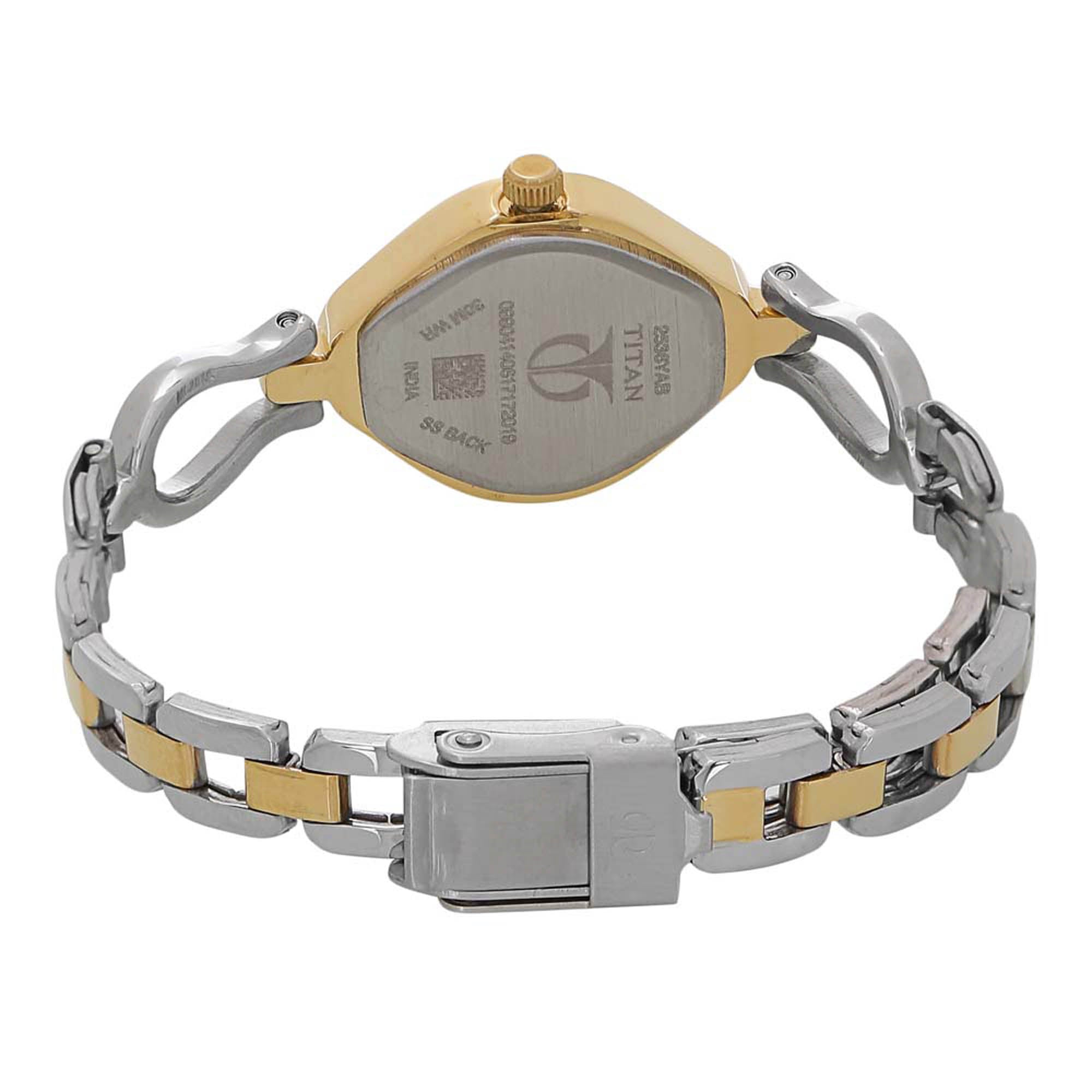 Titan Quartz Analog White Dial Stainless Steel Strap Watch for Women