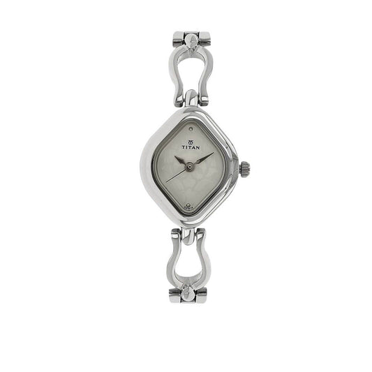 Titan Quartz Analog Silver Dial Stainless Steel Strap Watch for Women