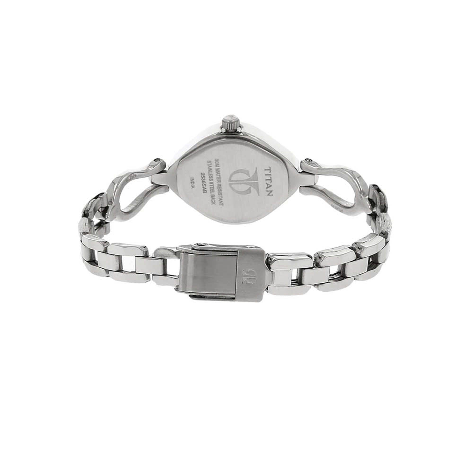 Titan Quartz Analog Silver Dial Stainless Steel Strap Watch for Women
