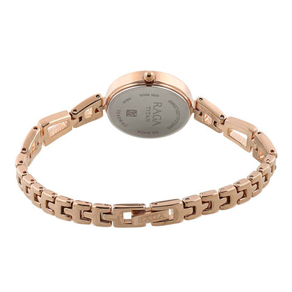 Titan Raga Beige Dial Women Watch With Metal Strap