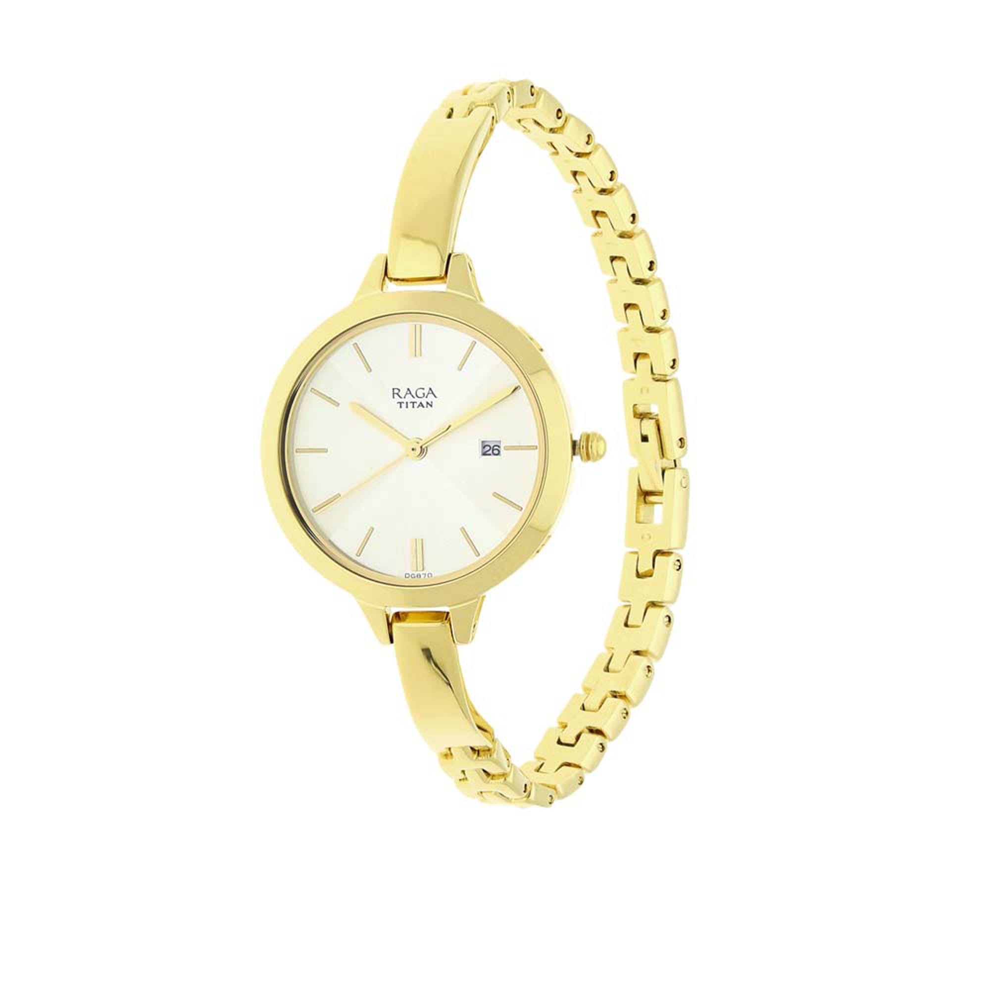 Titan Raga Viva Champagne Dial Analog Strap watch for Women