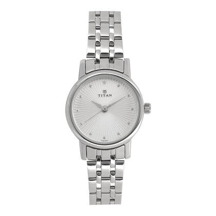 Titan Quartz Analog Silver Dial Stainless Steel Strap Watch for Women