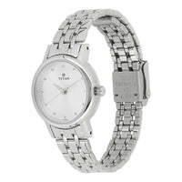 Titan Quartz Analog Silver Dial Stainless Steel Strap Watch for Women