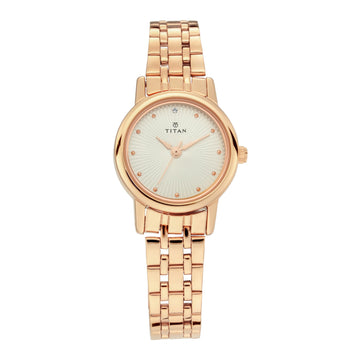 Titan Quartz Analog Silver Dial Stainless Steel Strap Watch for Women
