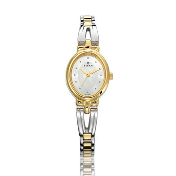 Titan Quartz Analog Silver Dial Stainless Steel Strap Watch for Women