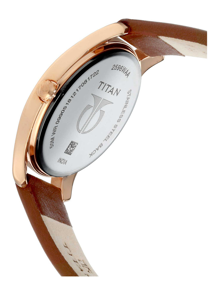 Titan Workwear Blue Dial Analog with Date Leather Strap watch for Women