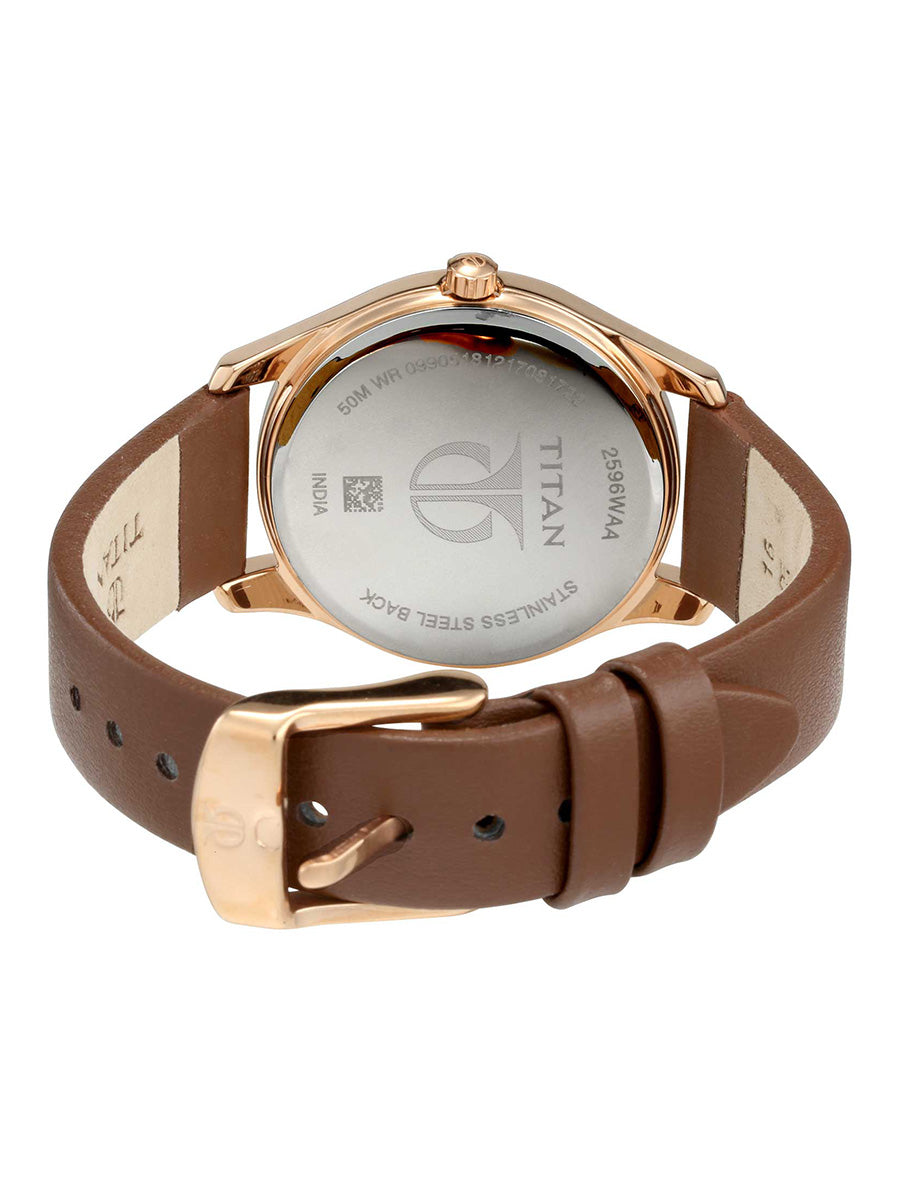 Titan Workwear Blue Dial Analog with Date Leather Strap watch for Women