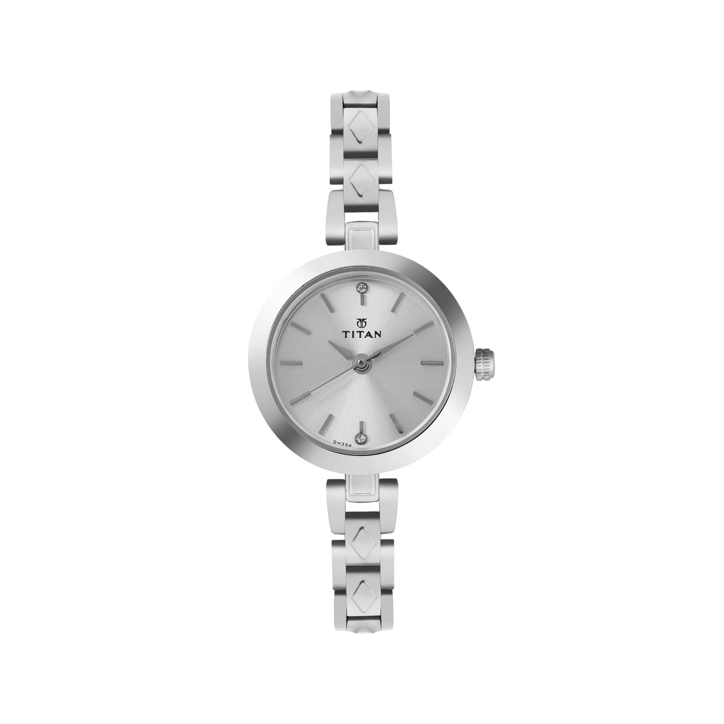 Titan Quartz Analog Silver Dial Stainless Steel Strap Watch for Women