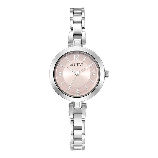 Titan Lagan Pink Dial Analog Metal Strap Watch for Women