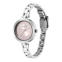 Titan Lagan Pink Dial Analog Metal Strap Watch for Women