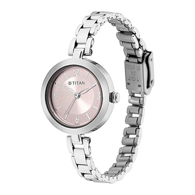 Titan Lagan Pink Dial Analog Metal Strap Watch for Women