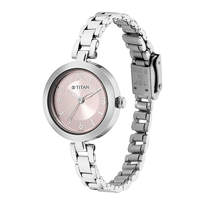 Titan Lagan Pink Dial Analog Metal Strap Watch for Women