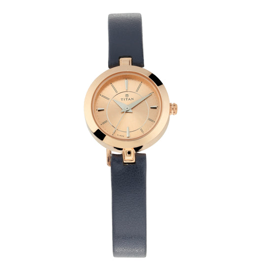 Titan Quartz Analog Rose Gold Dial Leather Strap Watch for Women
