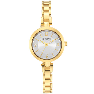 Titan Lagan Silver Dial Analog with Day and Date Metal Strap Watch for Women