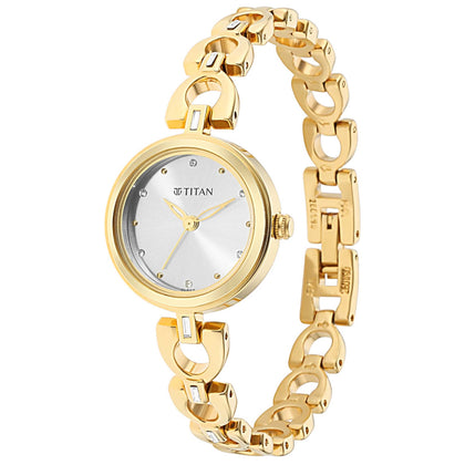 Titan Lagan Silver Dial Analog Metal Strap Watch for Women