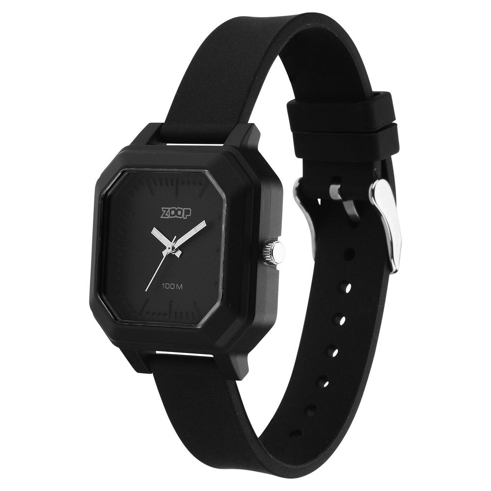 Zoop Fashion Quartz Analog Black Dial Silicone Strap Watch for Unisex