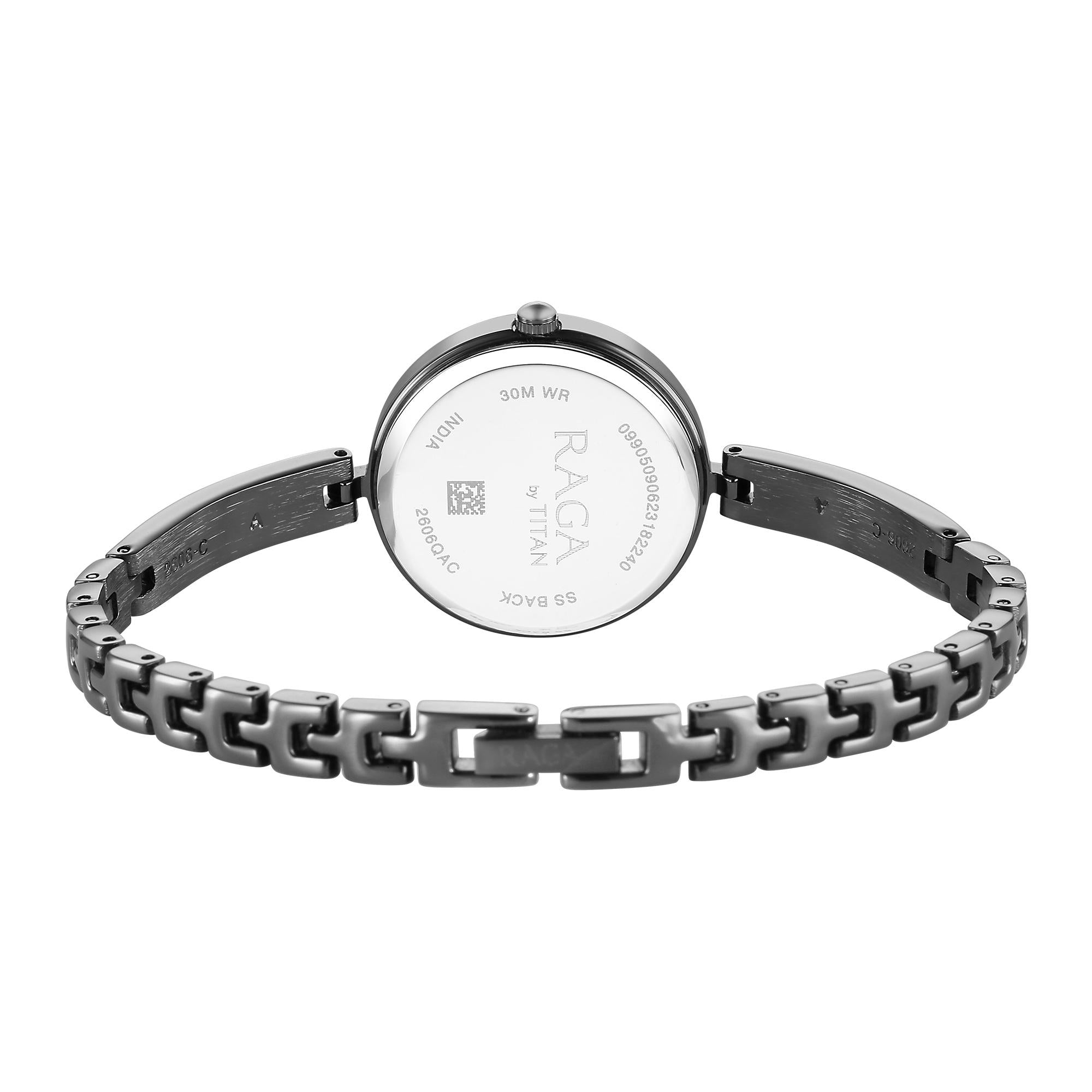 Titan Raga Viva Quartz Analog Black Dial Grey Metal Strap Watch for Women