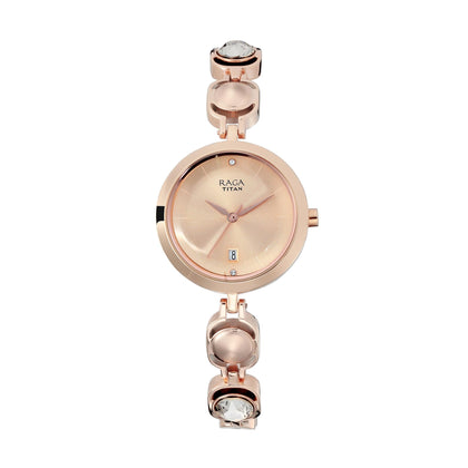 Titan Raga Viva Rose Gold Dial Analog with Date Metal Strap watch for Women