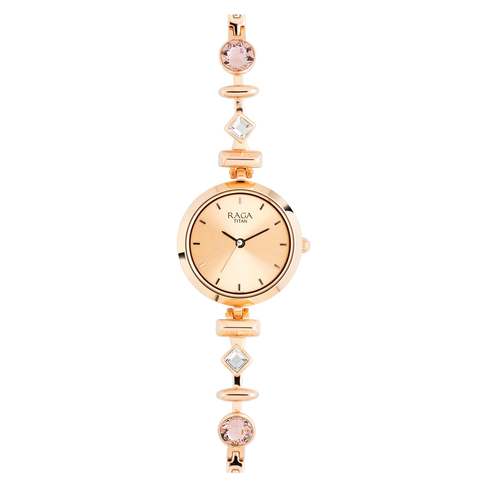 Titan Raga Facets Rose Gold Dial Women Watch With Stainless Steel Strap