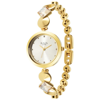 Titan Love All Champagne Dial Analog Metal Strap Watch for Women