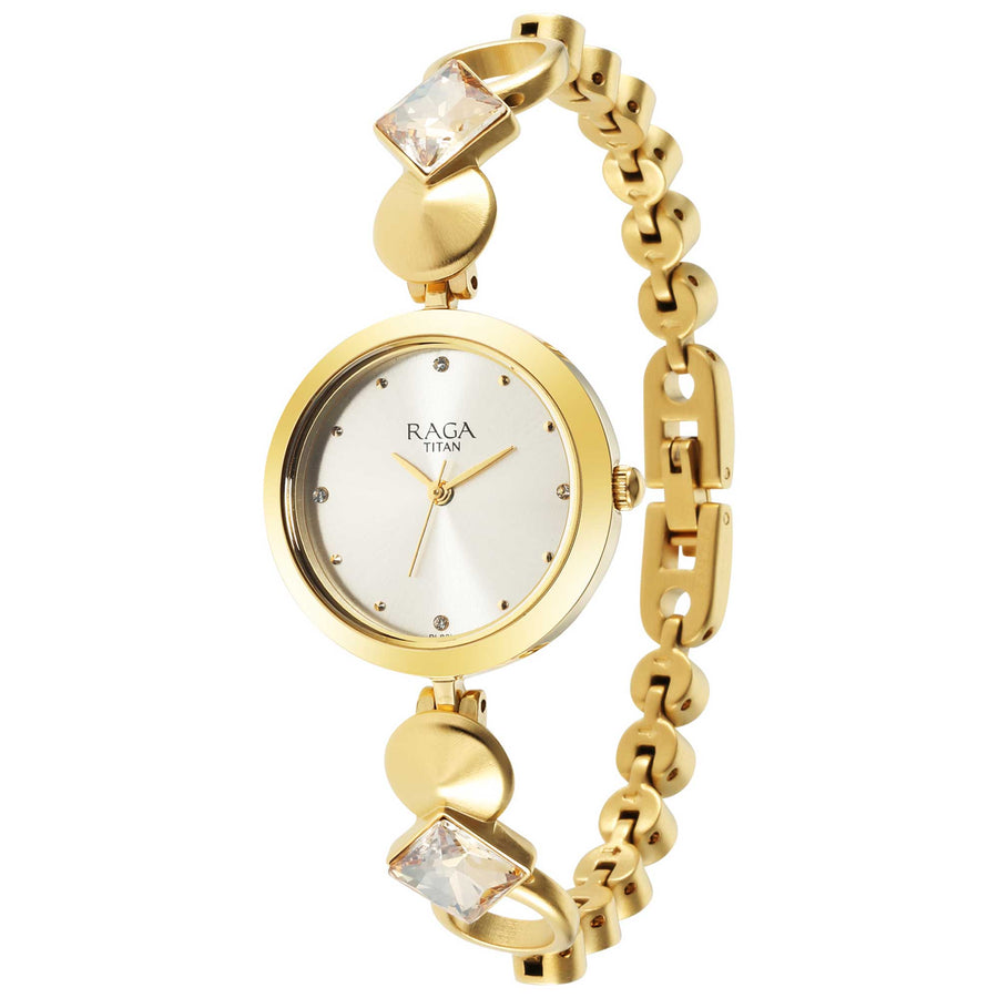 Titan Love All Champagne Dial Analog Metal Strap Watch for Women