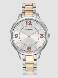 Titan Trendsetters Silver White Dial Analog Stainless Steel Strap Watch for Women