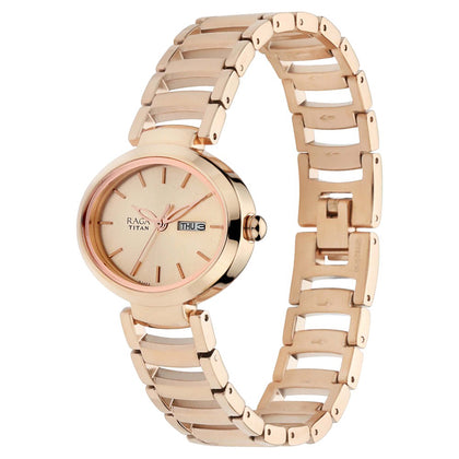 Titan Raga Viva Rose Gold Dial Women Watch With Metal Strap