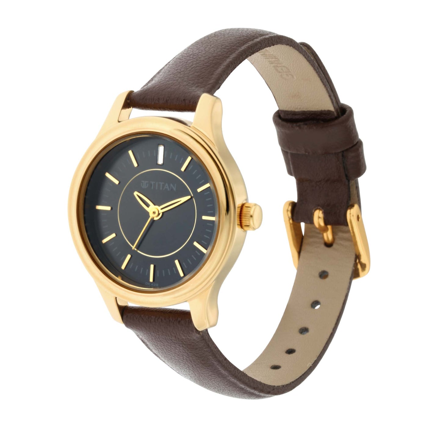 Titan Quartz Analog Black Dial Leather Strap Watch for Women