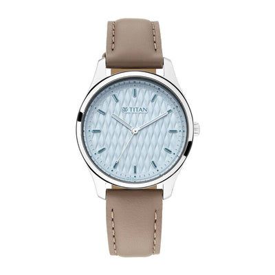 Titan Workwear Blue Dial Women Watch With Leather Strap