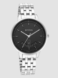 Titan Women's Precision Simplicity Watch: Black Gradient Dial with Metal Strap