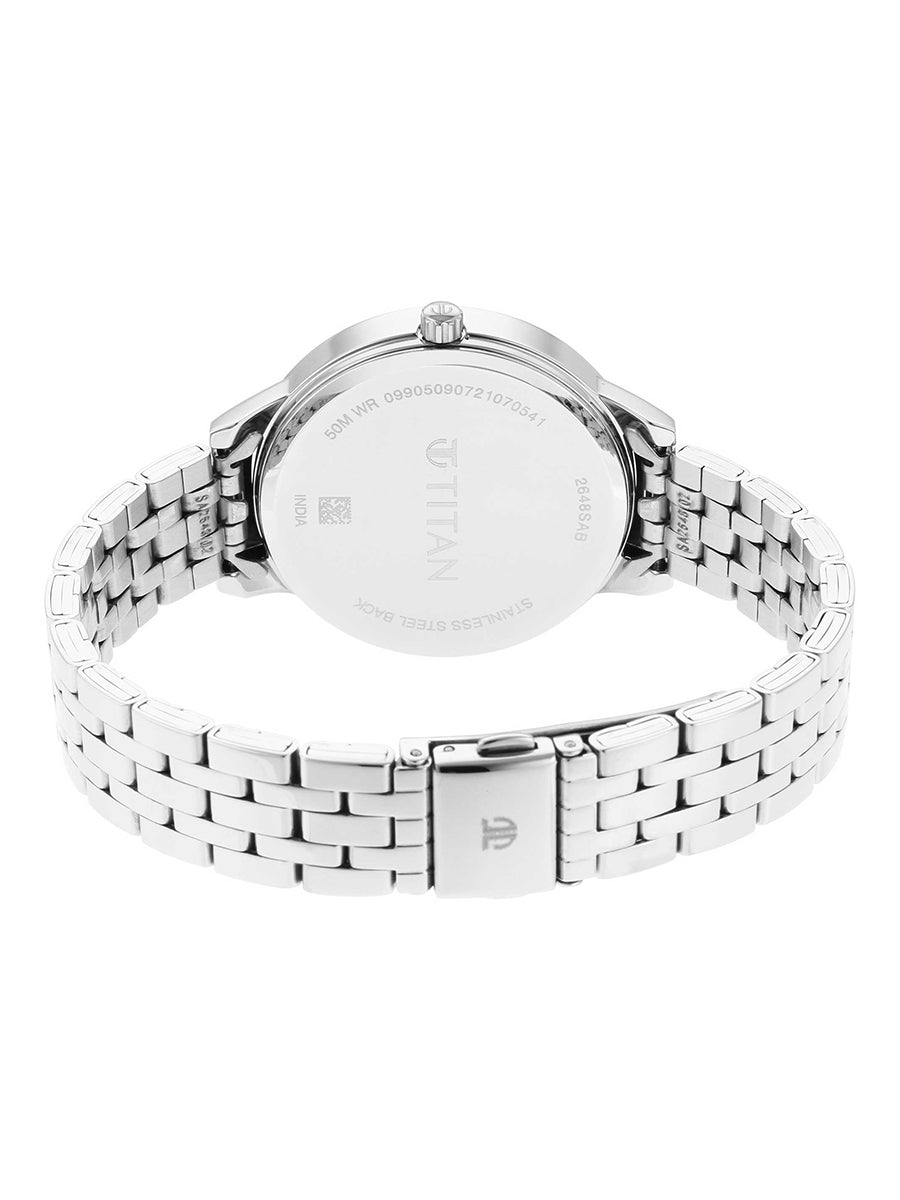 Titan Women's Precision Simplicity Watch: Black Gradient Dial with Metal Strap