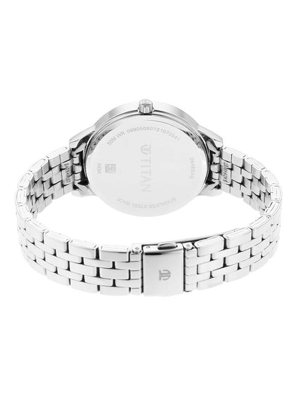 Titan Women's Precision Simplicity Watch: Black Gradient Dial with Metal Strap