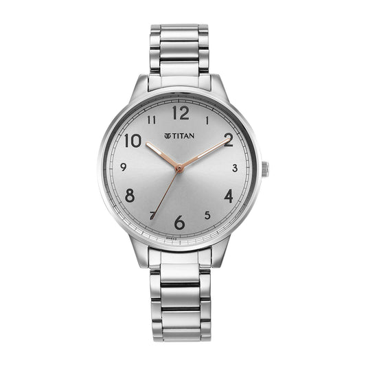 Titan Urban Silver White Dial Analog Metal Strap Watch for Women