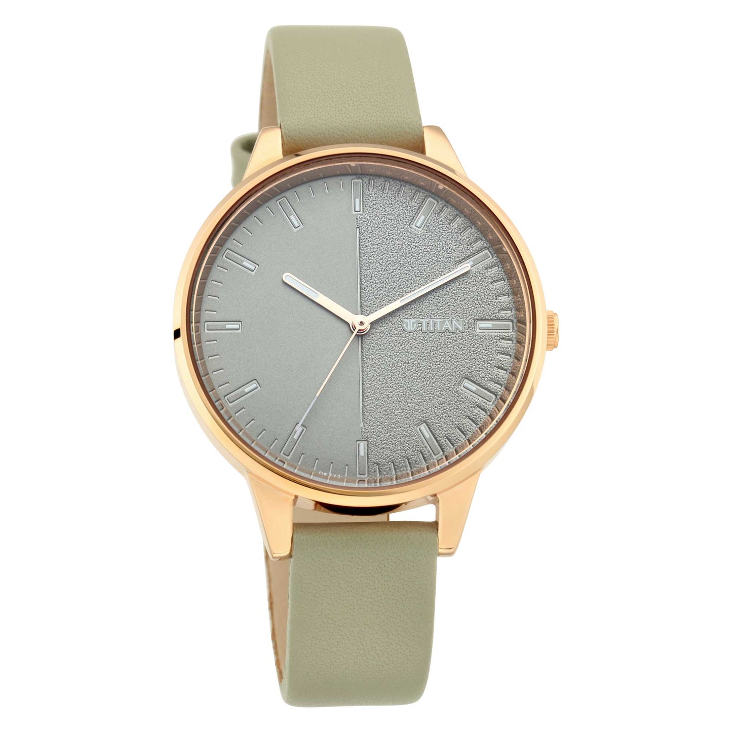 Titan Workwear Grey Dial Analog Leather Strap watch for Women