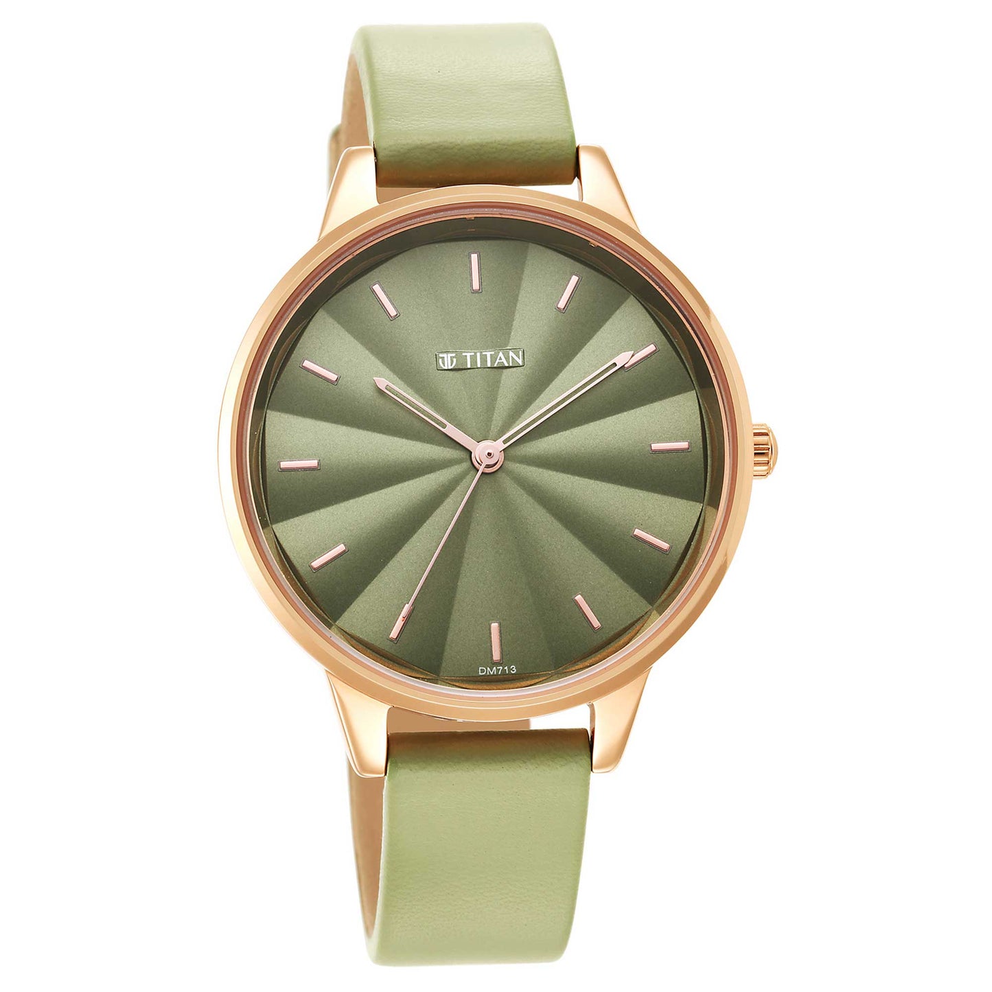 Titan Neo Green Dial Analog Leather Strap Watch for Women