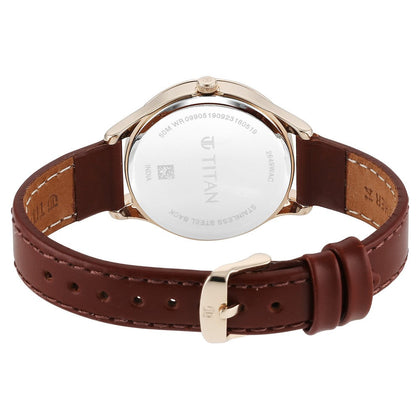 Titan Yin & Yang Red Dial Analog Leather Strap Watch for Women