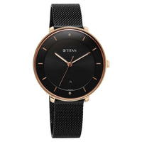 Titan Noir Black Dial Analog Stainless Steel Strap watch for Women
