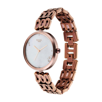 Titan Raga Chic Mother Of Pearl Dial Analog Metal Strap Watch for Women