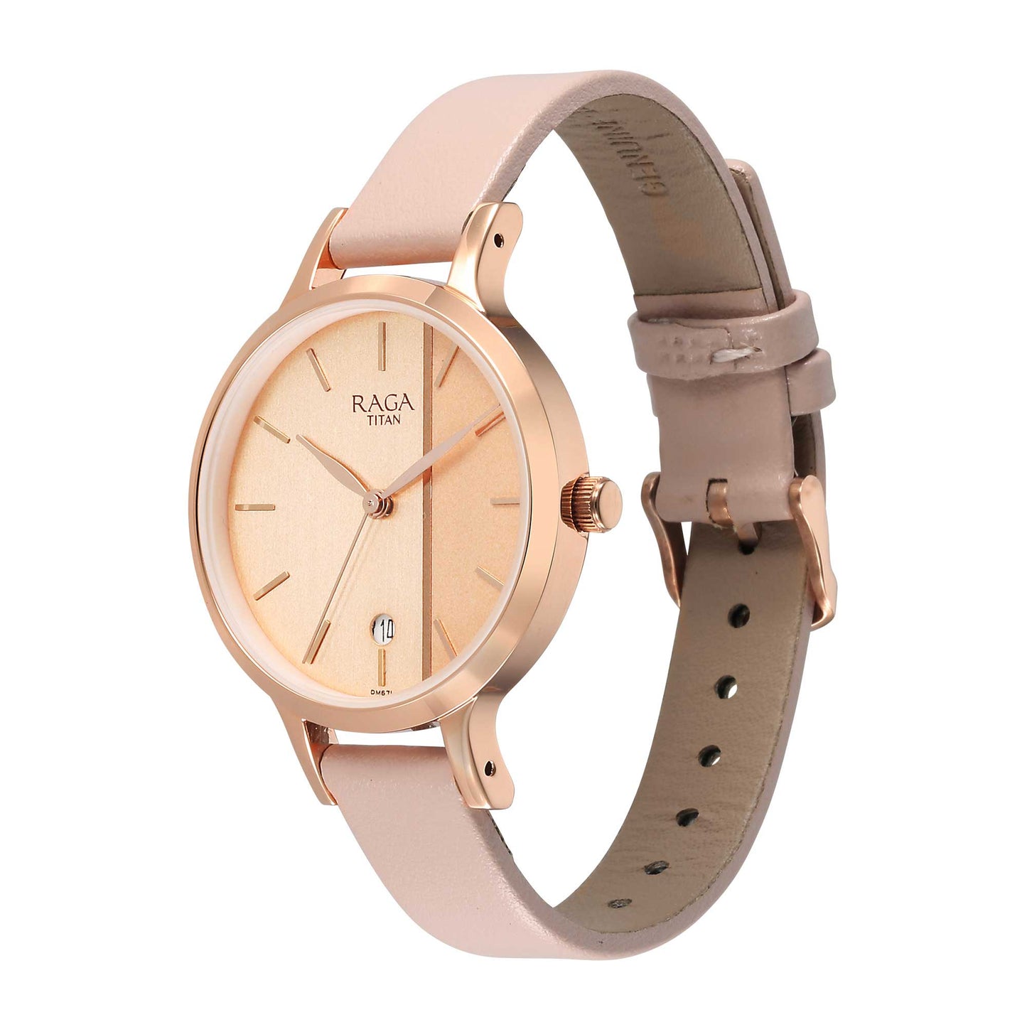 Titan Raga Viva Rose Gold Dial Analog with Date Leather Strap watch for Women
