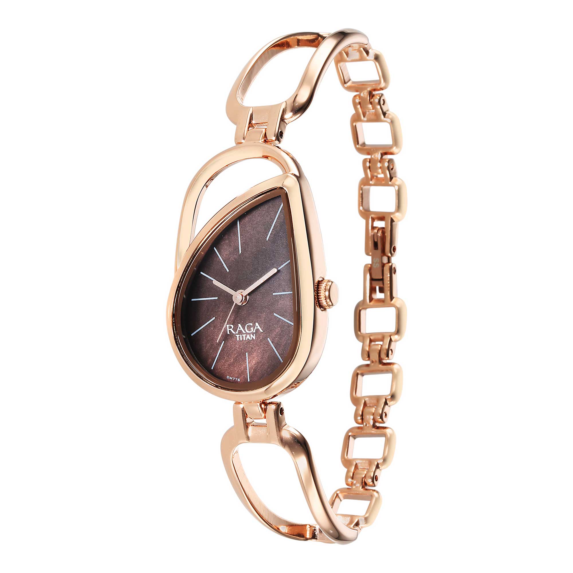 Titan Raga Chic Quartz Analog Brown Dial Rose Gold Metal Strap Watch for Women