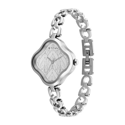 Titan Karishma White Dial Analog Metal Strap Watch for Women
