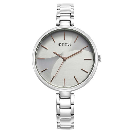 Titan Purple Stackables Quartz Alog Two Toned Dial Stainless Steel Strap Watch for Women